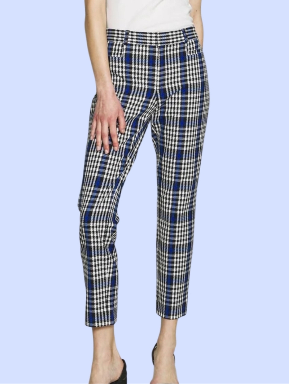 NWOT Banana Republic Mid Rise Skinny Gingham Sloan Pants - navy, white - size 10